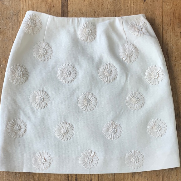 Valentino White Floral Silk Wool Mini Skirt - Picture 9 of 16